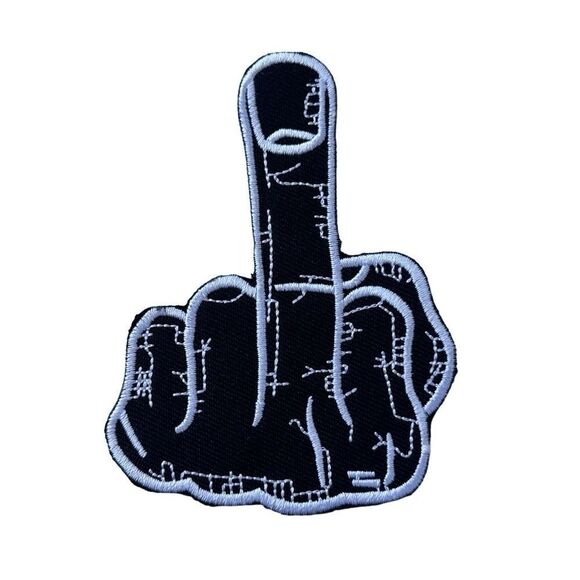 Middle Finger F U Embroidered Iron On Patch - Picture 1 of 4